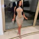 SC Plus Size Hot Drilling Sleeveless Bodycon Night Club Dress NY-2362