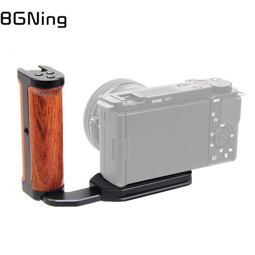 BGNing ZVE10 Quick Release L Plate Holder Wooden Handle Protective Hand Grip Bracket Cage Rig Frame For Sony ZV-E10 Camera Photo