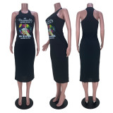 Casual Print Sleeveless Midi Dress MDF-5296