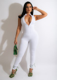 Solid Ribbed Sleeveless Zipper Tight Jumpsuit MZ-2725