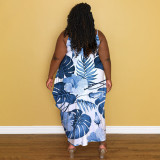 Plus Size Casual Sling Print Maxi Dress NNWF-7457