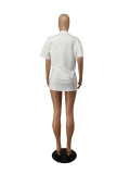 EVE White Printed Short Sleeve O Neck T Shirt APLF-1012
