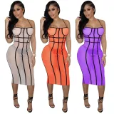 EVE Fashion Sexy Mesh Sling Midi Dress YD-8584
