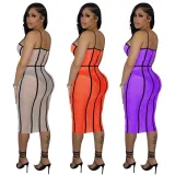 EVE Fashion Sexy Mesh Sling Midi Dress YD-8584