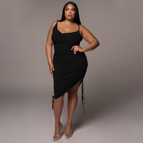 EVE Plus Size Sexy Sling Drawstring Dress NNWF-7422