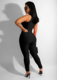 EVE Solid Ribbed Sleeveless Zipper Tight Jumpsuit MZ-2725