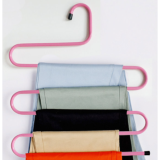 S-Shaped Pants Racks Pink 4-Pack Space Saving Towel Jeans Multi Pants Racks