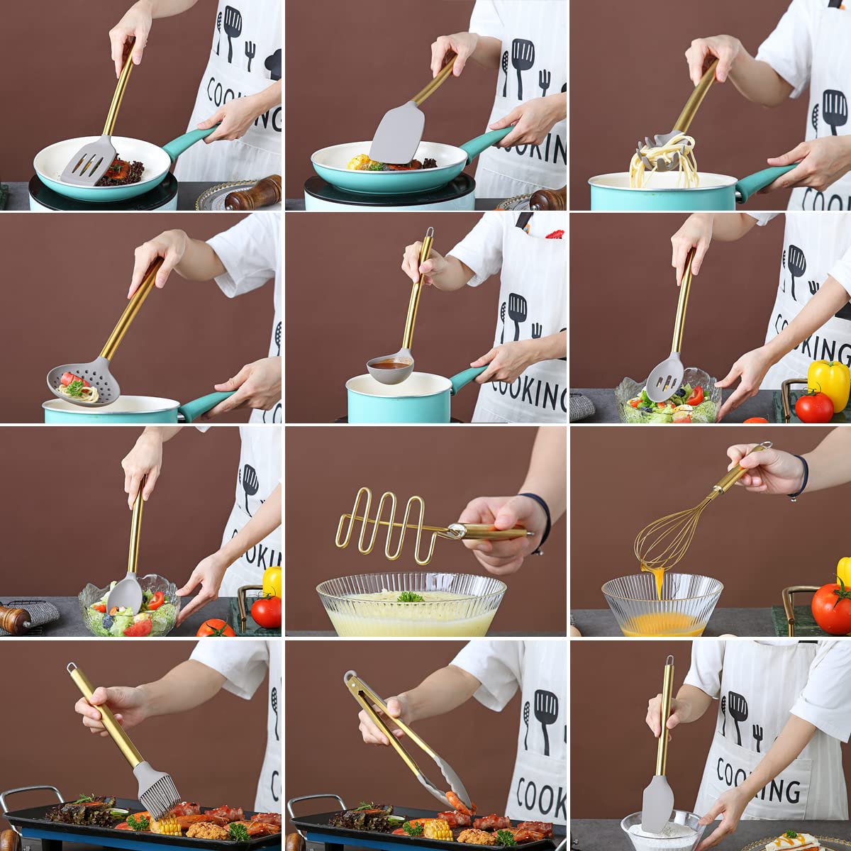 Art & Cook Mini Kitchen Utensils, Set of 4, Orange 