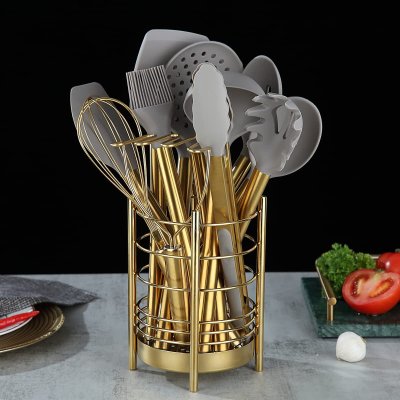 US$ 8.99 - Cooking Tool Potato Masher,Stainless Steel Gold Handle