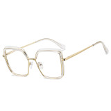 New Retro Square Anti-Blue Light Metal Glasses Women Europe America Lady Optical Fashion Computer Female Tr90 Flat Eyewear