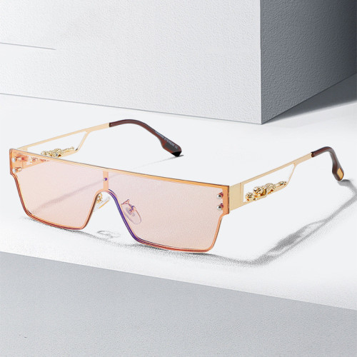 New fashion design  frame square Sunglasses color men's and women's Retro leopard head metal Classic Glasses UV400