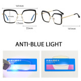 New Retro Square Anti-Blue Light Metal Glasses Women Europe America Lady Optical Fashion Computer Female Tr90 Flat Eyewear