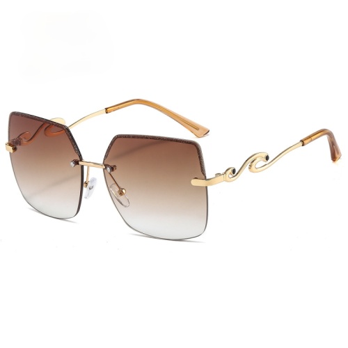 New Fashion Dazzling Color Women's Rimless Sunglasses Personality Flashing Powder Square Metal Sunglasses Net Red Street Glasses