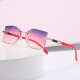 Fashion Frameless Diamond Cut Sunglasses Women's Polygon Small Frame Sunglasses Net Red Ins Street Shooting Glasses Trend