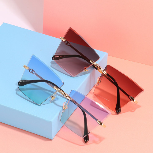 Retro Big Square Sunglasses Women Men Vintage Brand Shades Progressive Metal Color Sun Glasses For All-match Funny UV400