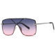 Fashion Outdoor Sport Travel Sunglasses Women Brand One-piece Design Glasses Square Oversized Silver Metal Frame Female Eyewear