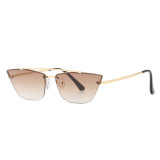 2023 New Retro Frameless Cat Eye Sunglasses Women Luxury Brand Fashion Ocean Gradient Men Glasses Female Vintage Metal Shades