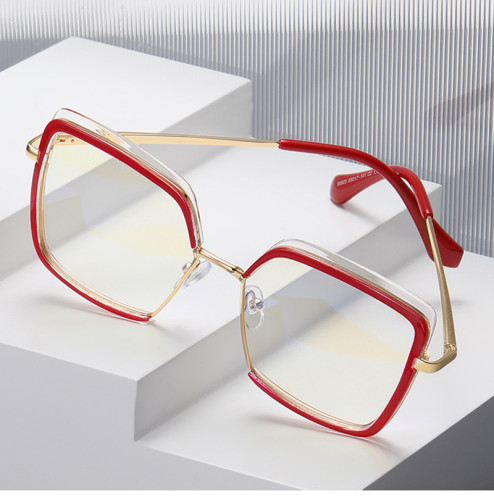 New Retro Square Anti-Blue Light Metal Glasses Women Europe America Lady Optical Fashion Computer Female Tr90 Flat Eyewear