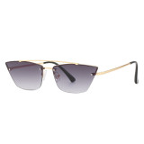 2023 New Retro Frameless Cat Eye Sunglasses Women Luxury Brand Fashion Ocean Gradient Men Glasses Female Vintage Metal Shades
