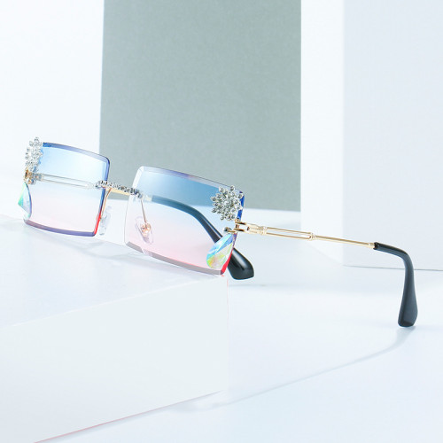 Rimless Rectangle Fashion Sunglasses Women 2023 Luxury Brand Small Frameless Sun Glasses for Ladies Vintage Eyewear Shades UV400