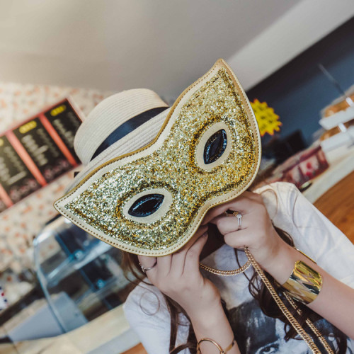 Novelty Glasses Mask Shoulder Bag Mini Crossbody Bags For Women Bling Sequined Funny Clutch Bags Women Evenig Party Purse Bag
