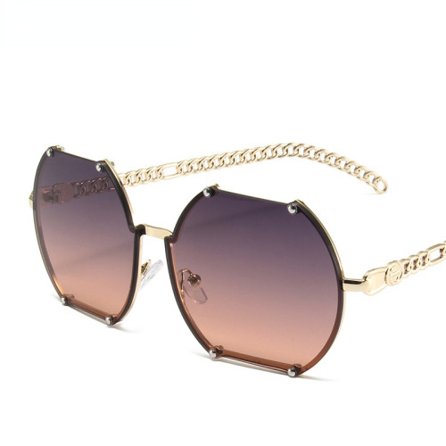 Fashion Creative Chain Leg Trend Sunglasses Female Personality Irregular Metal Glasses Retro Frameless Street Shot Sunglasses