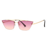 2023 New Retro Frameless Cat Eye Sunglasses Women Luxury Brand Fashion Ocean Gradient Men Glasses Female Vintage Metal Shades