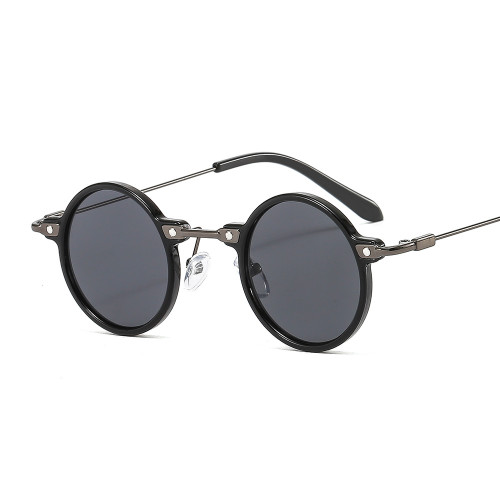 2022 Retro Steampunk Kleine Ronde Zonnebril Vrouwen Mode Clear Oceaan Gradiënt Lens Shades UV400 Mannen Punk Zonnebril