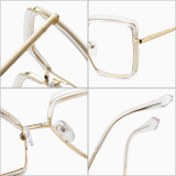 New Retro Square Anti-Blue Light Metal Glasses Women Europe America Lady Optical Fashion Computer Female Tr90 Flat Eyewear