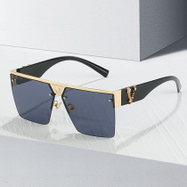 Metal Semi-rimless Sunglasses Women Retro Oversized Square Sun Glasses Men Fashion Half  Frame Streetwear Eyewear Gafas De Sol