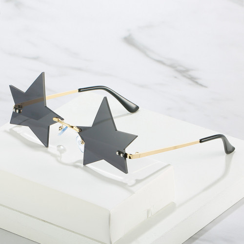 Personality Star Sunglasses Women Rimless Glasses Retro Sunglass Men Ocean Lens Eyewear UV400 Sun Glass Black Mirror Shades