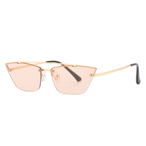 2023 New Retro Frameless Cat Eye Sunglasses Women Luxury Brand Fashion Ocean Gradient Men Glasses Female Vintage Metal Shades