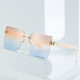 2022 Sunglasses Women Luxury Sun Glasses for Women Glasses Retro Brand Square Sunglasses Women Metal Half Frame Eyewear