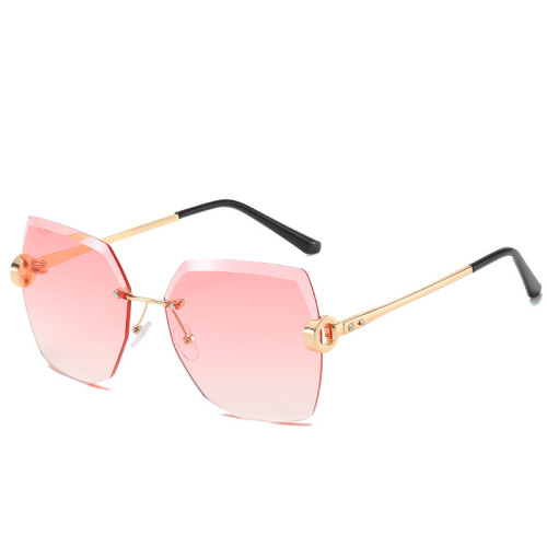 Popular Frameless Fashion Sunglasses Women Vintage Square Sun glasses Brand Oversized Ocean Lens Eyeglasses