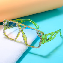 Vintage Fashion Sex Ladies Big Frame Square Diamond Sunglasses Women Luxury Crystal Sun Glasses For Female Rhinestone Eyewear