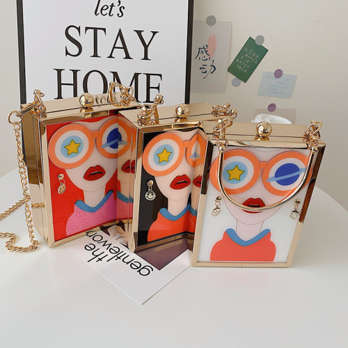 Flower Box Design Woman Fashion Purses and Handbags Shoulder Chain Bag Female Party Funny Clutch Bag Crossbody Bag Bolsa