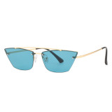 2023 New Retro Frameless Cat Eye Sunglasses Women Luxury Brand Fashion Ocean Gradient Men Glasses Female Vintage Metal Shades