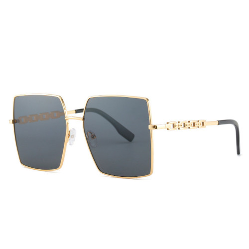 Oversized Square Sunglasses Women Fashion Metal Frame Luxury Brand Designer Sun Glasses Female Retro Chain Leg Sunglass Men