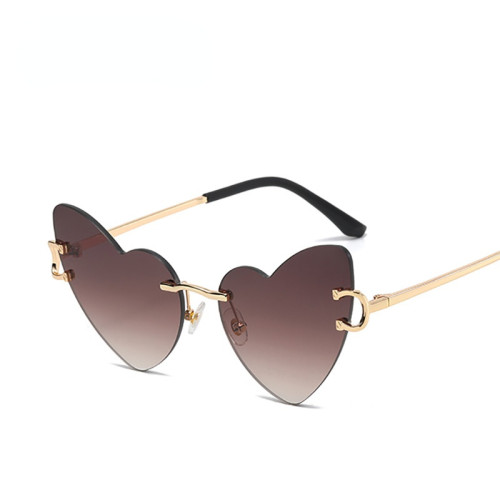 Women Love Heart Sunglasses Men Irregular Metal Frame Sun Glasses Frameless Gradient Eyeglasses UV400 Frames