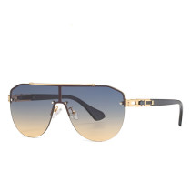 2023 NEW Gradient lens Classic Brand men's oval Rimless designer Large frame sunglasses Vintage women sun glasses UV400
