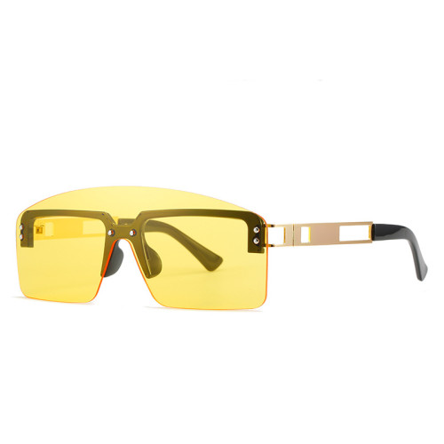 Fashion Luxury Brand Oversized Square Sunglasses Men Women Vintage Metal Big Frame Rimless One Lens Sun Glasses UV400 GafasDeSol