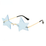 Personality Star Sunglasses Women Rimless Glasses Retro Sunglass Men Ocean Lens Eyewear UV400 Sun Glass Black Mirror Shades