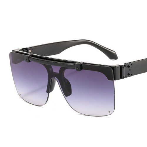 Flat Top Sunglasses Men Women Brand Designer Square Shades Gradient Sun Glasses Men Cool One Piece UV400 Mirror