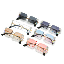 Rimless Rectangle Fashion Sunglasses Women 2023 Luxury Brand Small Frameless Sun Glasses for Ladies Vintage Eyewear Shades UV400