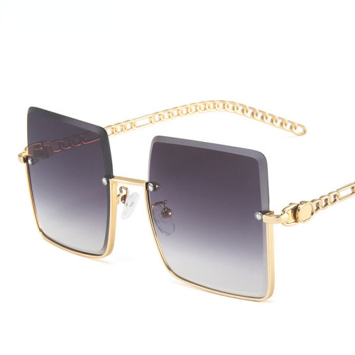 New Metal Semi-rimless Sunglasses Women Retro Oversized Square Sun Glasses Men Fashion Half Metal Frame Streetwear Eyewear