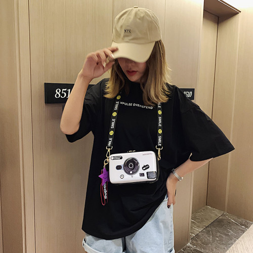 Trendy Camera Design Cartoon Print Pu Female Shoulder Bag Crossbody Messenger Bag For Women Casual Handbag Bolsa Purse Zipper