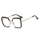 New Retro Square Anti-Blue Light Metal Glasses Women Europe America Lady Optical Fashion Computer Female Tr90 Flat Eyewear