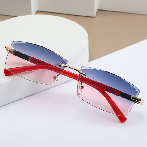 Fashion Frameless Rectangle Sunglasses Women Luxury Designer Small Frame Sun Glasses Rimless Blue Light Blocking Eyeglasses Men
