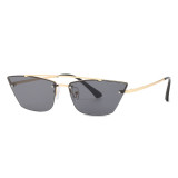 2023 New Retro Frameless Cat Eye Sunglasses Women Luxury Brand Fashion Ocean Gradient Men Glasses Female Vintage Metal Shades