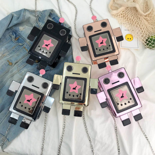 Creative Laser Robot Colourful Small Bag For Women Female Personality Design Chain Crossbody Bag Ladies Summer Phone Purse Bag